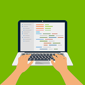 Illustration: Laptop mit Programmiercode © iStock.com - Jane Kelly Illustration: Laptop mit Programmiercode
