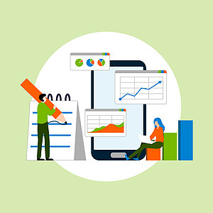 Grafik mit Diagrammen © iStock.com - vectornation Grafik mit Diagrammen